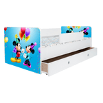 Casa si Gradina - Mobilier - Mobilier copii - Patuturi copii - Pat pentru copii Kiddy Mickey si Minnie, 160x80 cm, cu sertar, alb/multicolor, saltea inclusa - Infinity.ro