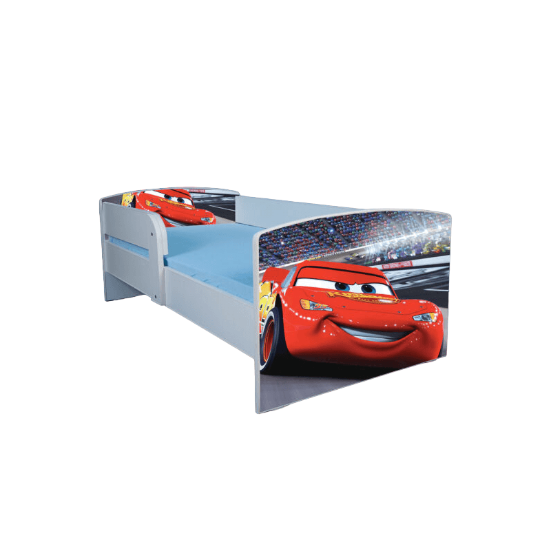 Casa si Gradina - Mobilier - Mobilier copii - Patuturi copii - Pat pentru copii Cars, 140x70 cm, alb/multicolor, saltea inclusa - Infinity.ro