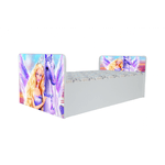 Casa si Gradina - Mobilier - Mobilier copii - Patuturi copii - Pat pentru copii Aero Barbie, 140x70 cm, alb/multicolor, saltea inclusa - Infinity.ro