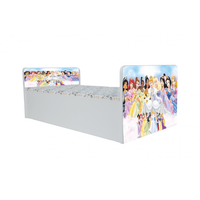 Casa si Gradina - Mobilier - Mobilier copii - Patuturi copii - Pat pentru copii  Aero Printese Disney, 160x80 cm, alb/multicolor, saltea inclusa - Infinity.ro