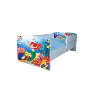 Pat pentru copii Ariel, 160x80 cm, alb/multicolor, saltea inclusa