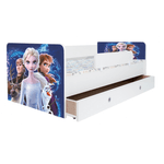Casa si Gradina - Mobilier - Mobilier copii - Patuturi copii - Pat pentru copii Kiddy Frozen, 140x70 cm, cu sertar, alb/multicolor, saltea inclusa - Infinity.ro
