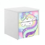 Casa si Gradina - Mobilier - Mobilier copii - Mobilier camera copiilor - Noptiera Unicorn, alb/multicolor, 45x40x40 cm - Infinity.ro