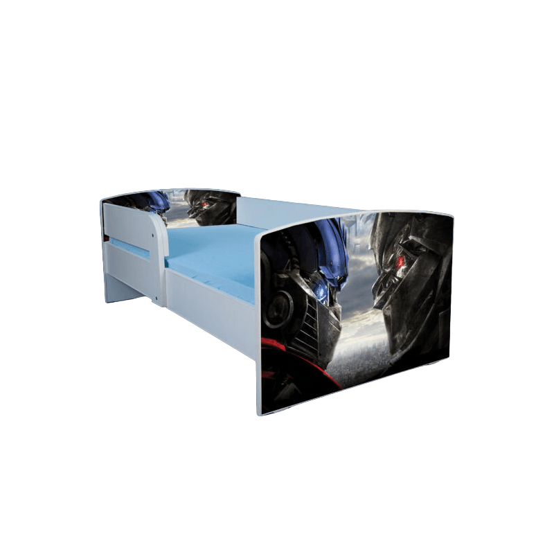 Casa si Gradina - Mobilier - Mobilier copii - Patuturi copii - Pat pentru copii Transformers, 180x80 cm, alb/multicolor, saltea inclusa - Infinity.ro