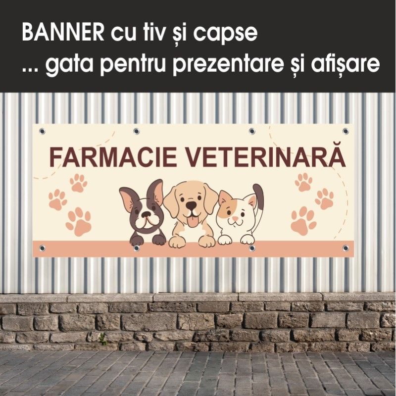 Carti si Birotica - Papetarie - Afise si stickere - Banner MEDIA, Farmacie veterinara model 2, 200 x 80 cm - Infinity.ro