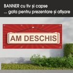 Carti si Birotica - Papetarie - Afise si stickere - Banner MEDIA, Am deschis model 2, 200 x 80 cm - Infinity.ro