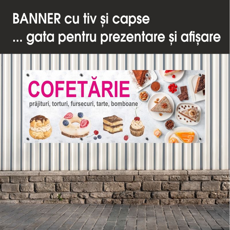 Carti si Birotica - Papetarie - Afise si stickere - Banner MEDIA, Cofetarie model 1, 200 x 80 cm - Infinity.ro