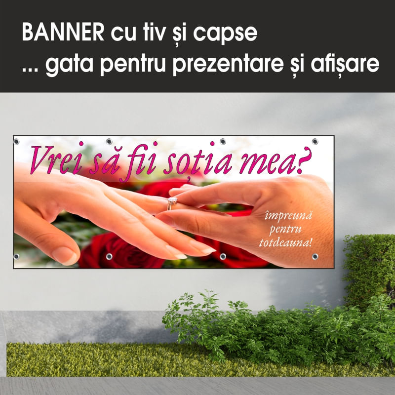 Carti si Birotica - Papetarie - Afise si stickere - Banner MEDIA, Vrei sa fii sotul meu model 3, 250 x 100 cm - Infinity.ro