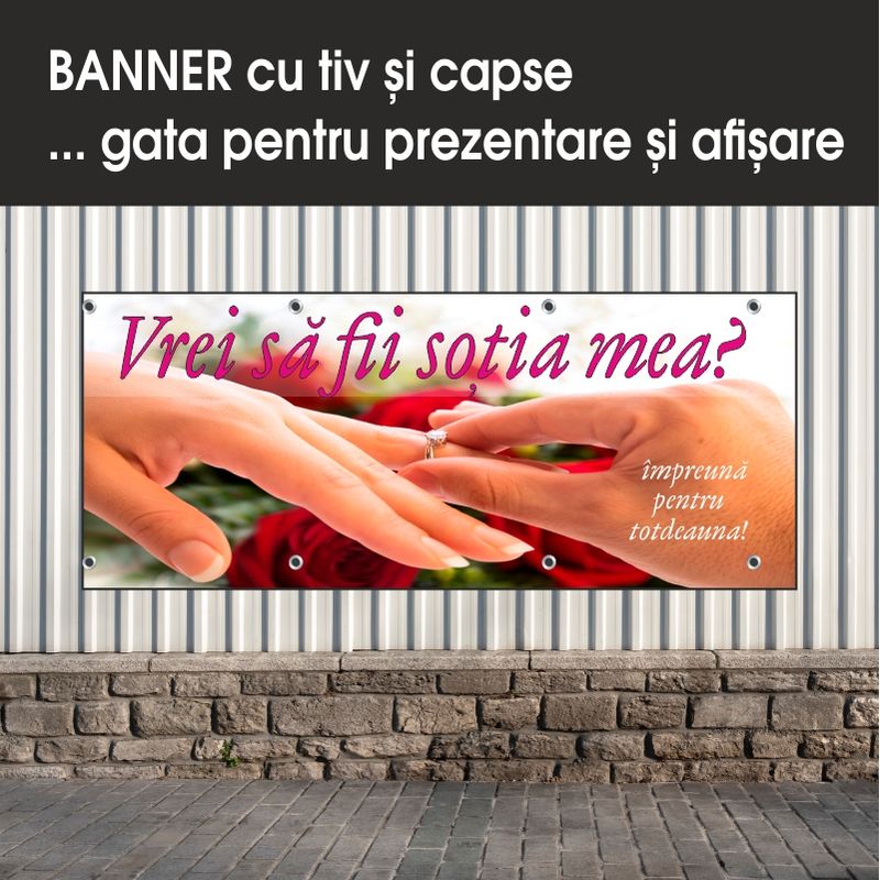Carti si Birotica - Papetarie - Afise si stickere - Banner MEDIA, Vrei sa fii sotul meu model 3, 250 x 100 cm - Infinity.ro