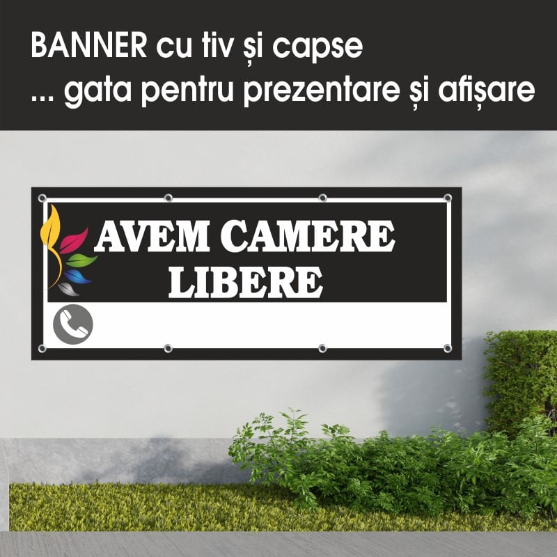 Carti si Birotica - Papetarie - Afise si stickere - Banner MEDIA, Avem camere libere model 1, 300 x 120 cm - Infinity.ro