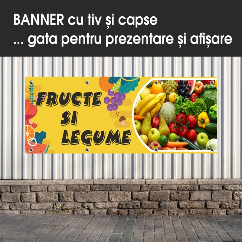 Carti si Birotica - Papetarie - Afise si stickere - Banner MEDIA, Legume si fructe model 2, 250 x 100 cm - Infinity.ro