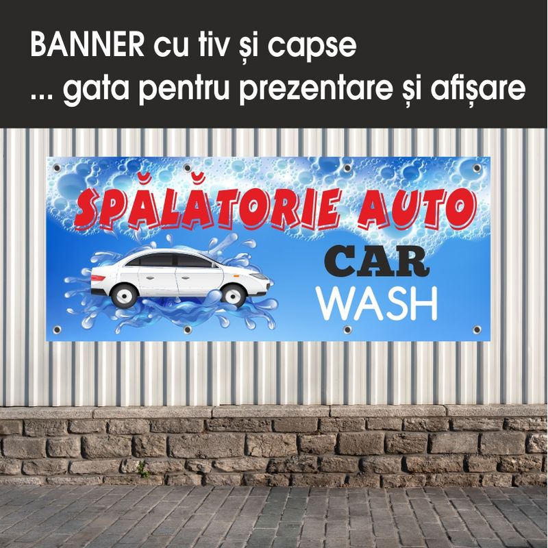 Carti si Birotica - Papetarie - Afise si stickere - Banner MEDIA, Spalatorie auto model 2, 200 x 80 cm - Infinity.ro