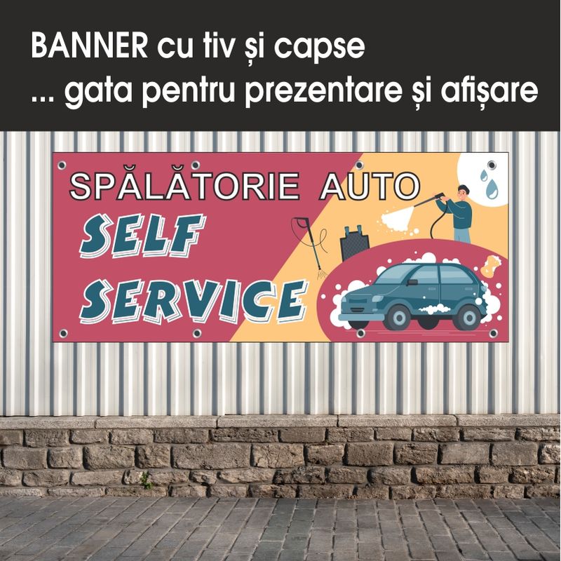 Carti si Birotica - Papetarie - Afise si stickere - Banner MEDIA, Spalatorie auto model 3, 200 x 80 cm - Infinity.ro
