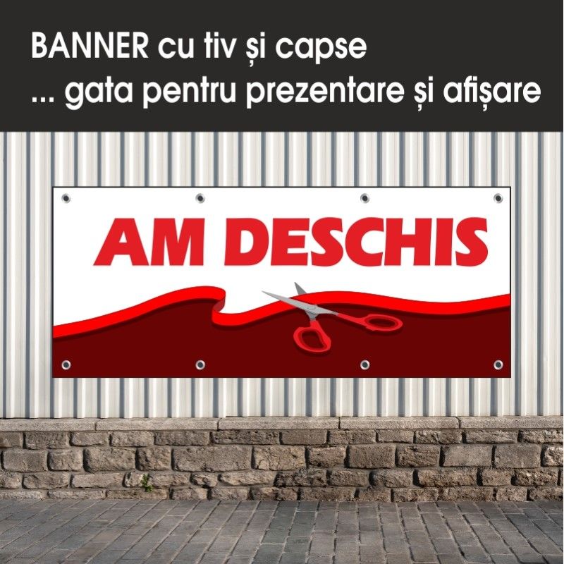 Carti si Birotica - Papetarie - Afise si stickere - Banner MEDIA, Am deschis model 1, 150 x 60 cm - Infinity.ro