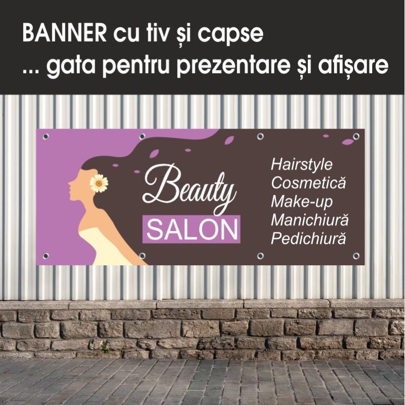Carti si Birotica - Papetarie - Afise si stickere - Banner MEDIA, Beauty salon model 1, 300 x 120 cm - Infinity.ro