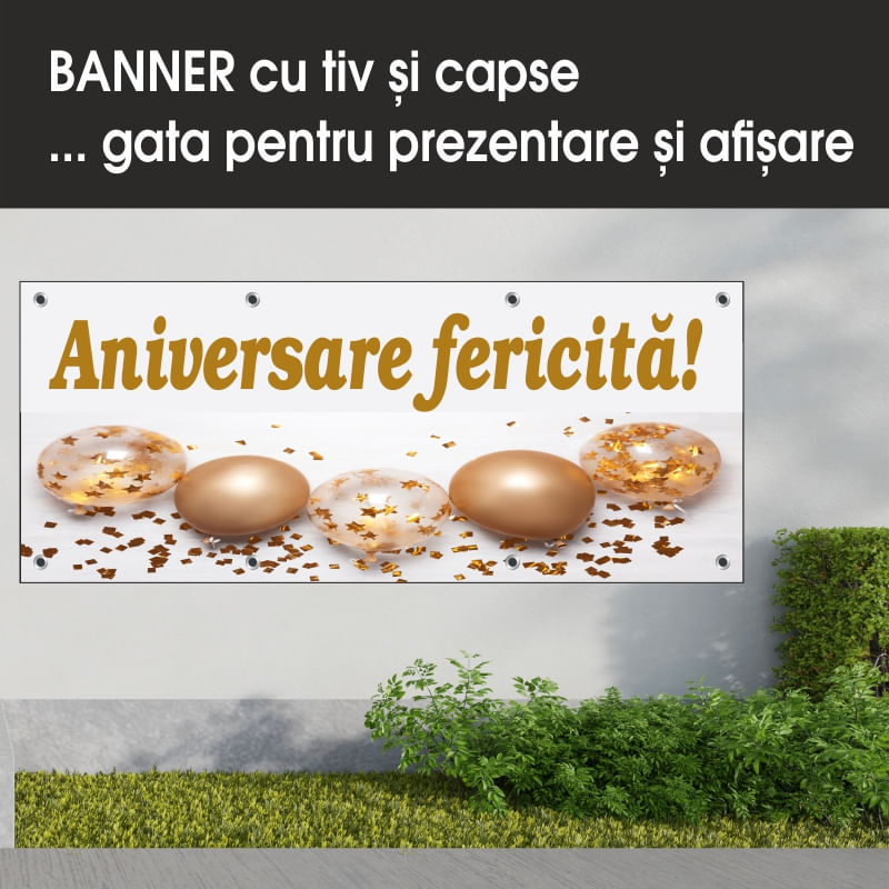 Carti si Birotica - Papetarie - Afise si stickere - Banner MEDIA, Aniversare fericita model 2, 150 x 60 cm - Infinity.ro
