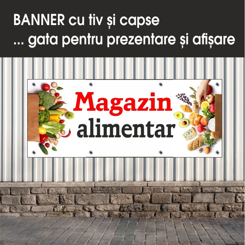 Carti si Birotica - Papetarie - Afise si stickere - Banner MEDIA, Magazin alimentar model 1, 300 x 120 cm - Infinity.ro