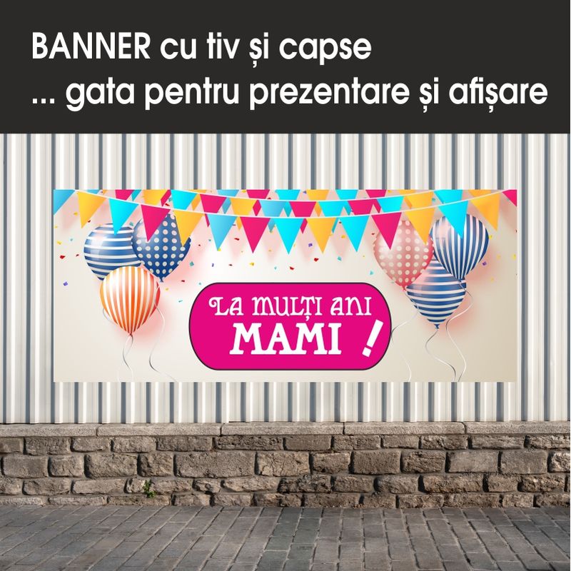 Carti si Birotica - Papetarie - Afise si stickere - Banner MEDIA, La multi ani mami model 1, 300 x 120 cm - Infinity.ro