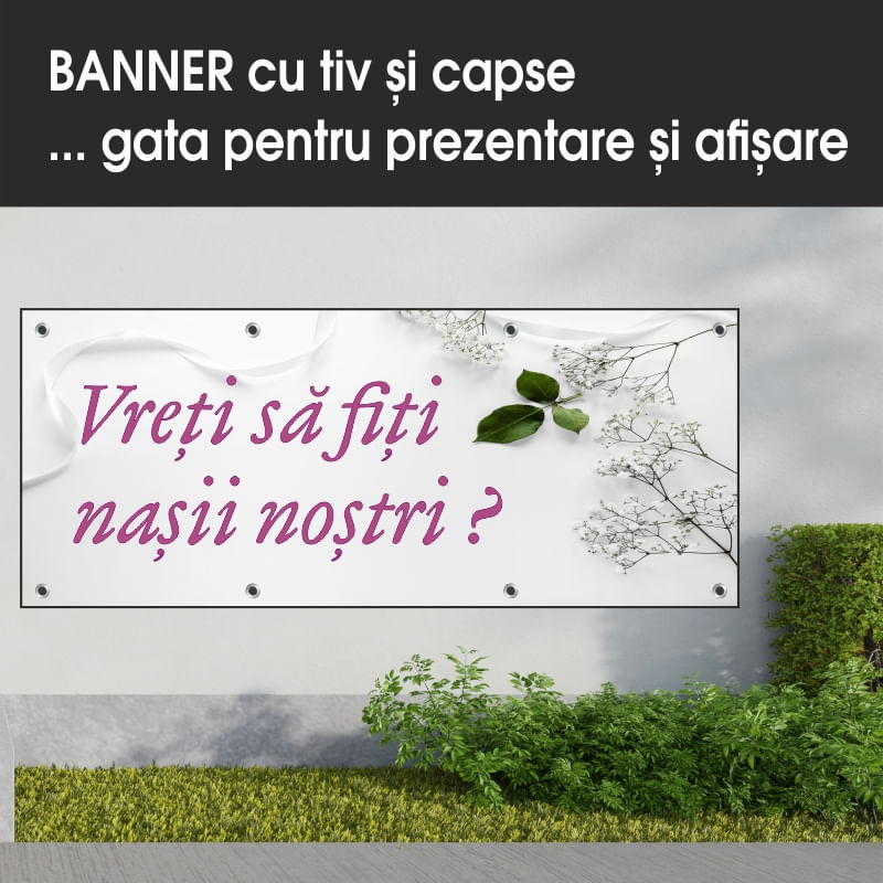 Carti si Birotica - Papetarie - Afise si stickere - Banner MEDIA, Vrei sa fiti nasii nostri model 1, 300 x 120 cm - Infinity.ro