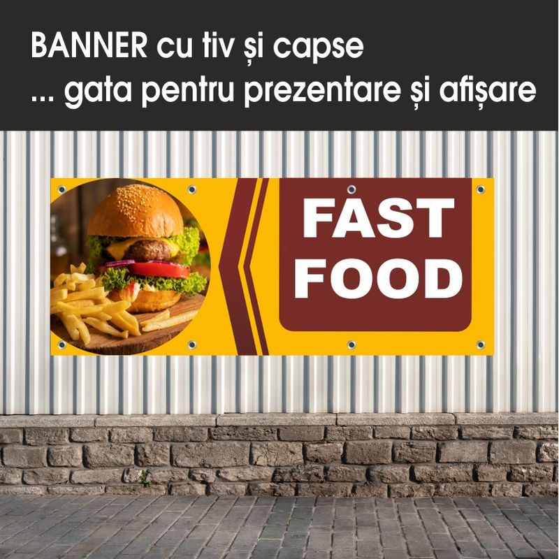Carti si Birotica - Papetarie - Afise si stickere - Banner MEDIA, Fast food model 1, 300 x 120 cm - Infinity.ro