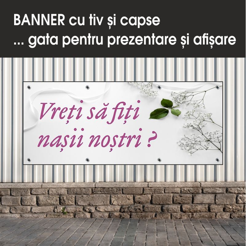 Carti si Birotica - Papetarie - Afise si stickere - Banner MEDIA, Vrei sa fiti nasii nostri model 1, 300 x 120 cm - Infinity.ro