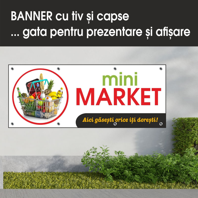 Carti si Birotica - Papetarie - Afise si stickere - Banner MEDIA, Mini market model 1, 300 x 120 cm - Infinity.ro