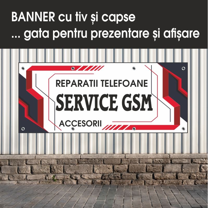 Carti si Birotica - Papetarie - Afise si stickere - Banner MEDIA, Service GSM model 1, 150 x 60 cm - Infinity.ro