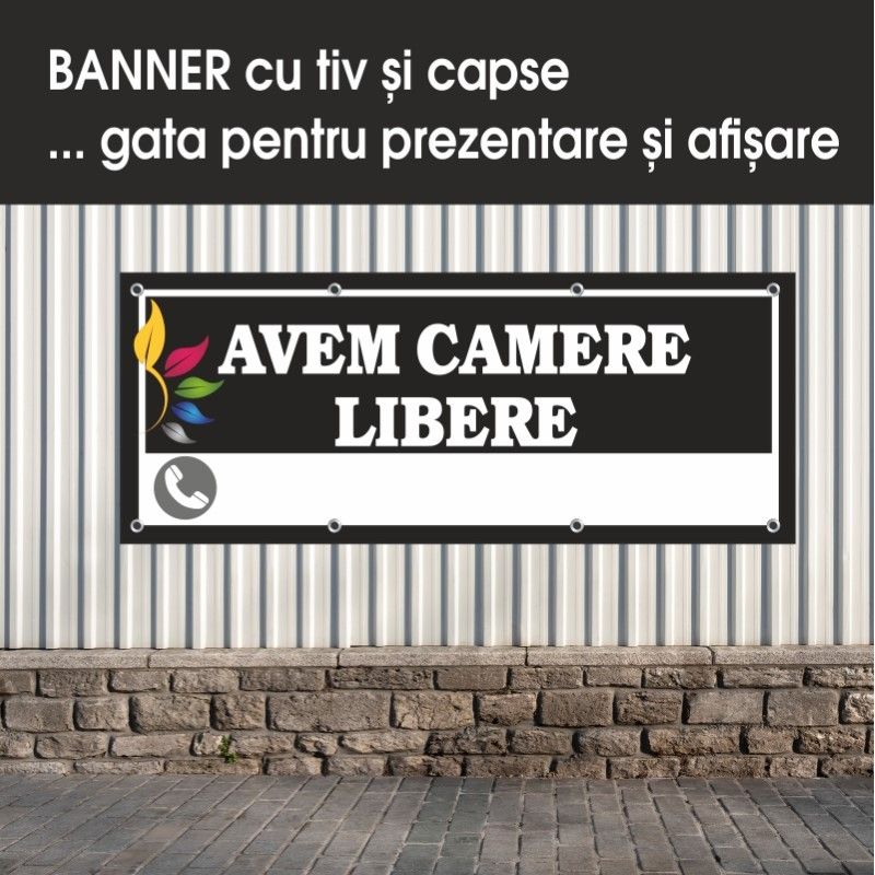 Carti si Birotica - Papetarie - Afise si stickere - Banner MEDIA, Avem camere libere model 1, 250 x 100 cm - Infinity.ro