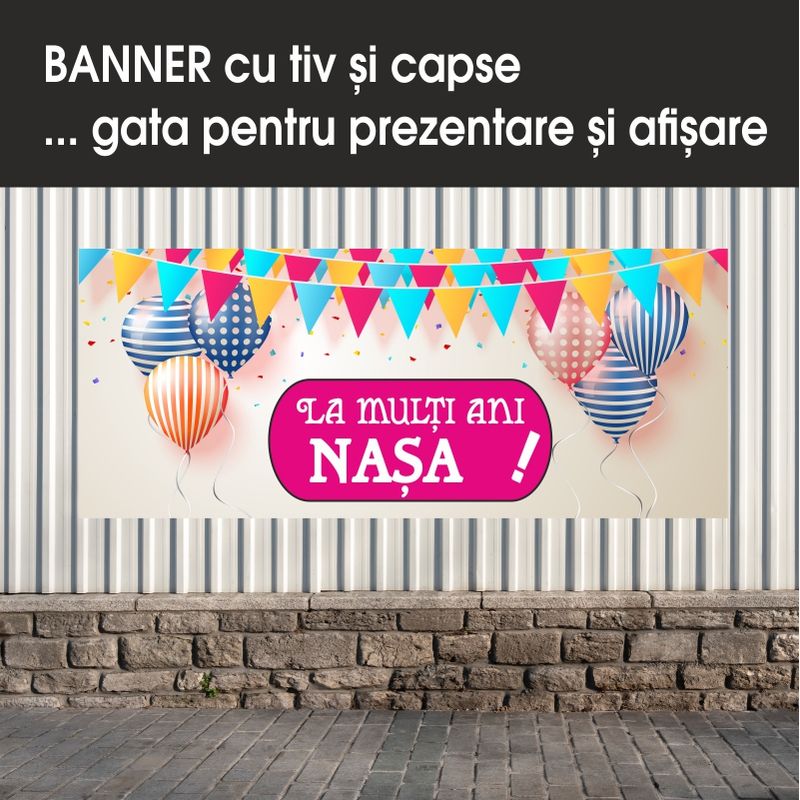 Carti si Birotica - Papetarie - Afise si stickere - Banner MEDIA, La multi ani nasa model 1, 300 x 120 cm - Infinity.ro