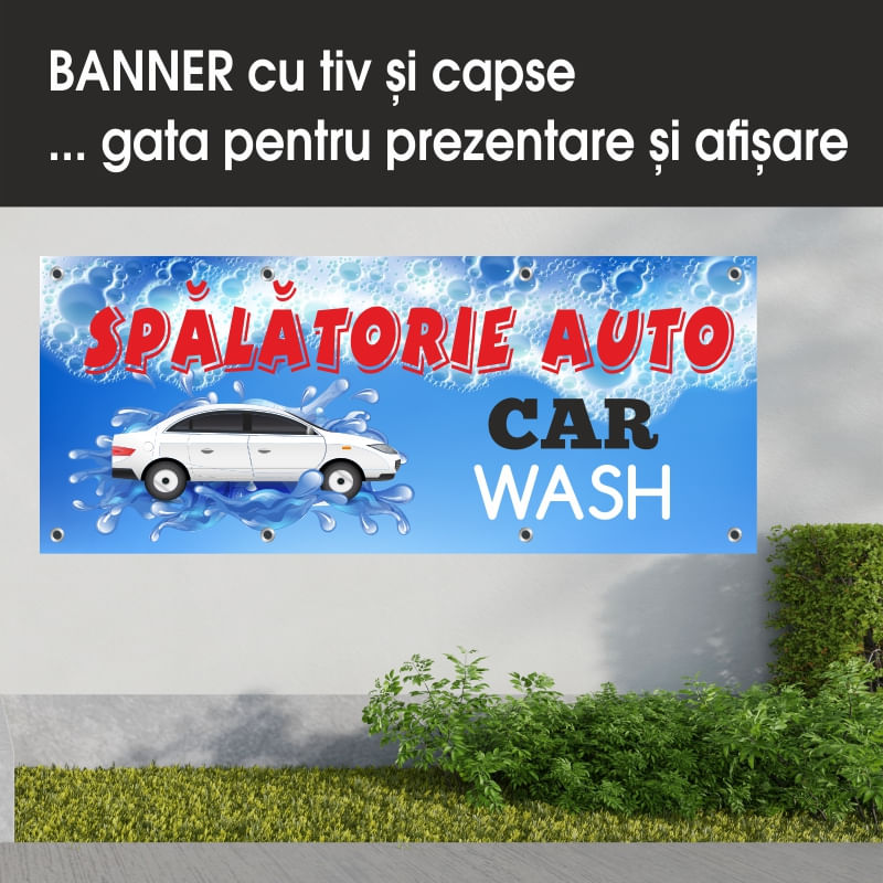 Carti si Birotica - Papetarie - Afise si stickere - Banner MEDIA, Spalatorie auto model 2, 150 x 60 cm - Infinity.ro