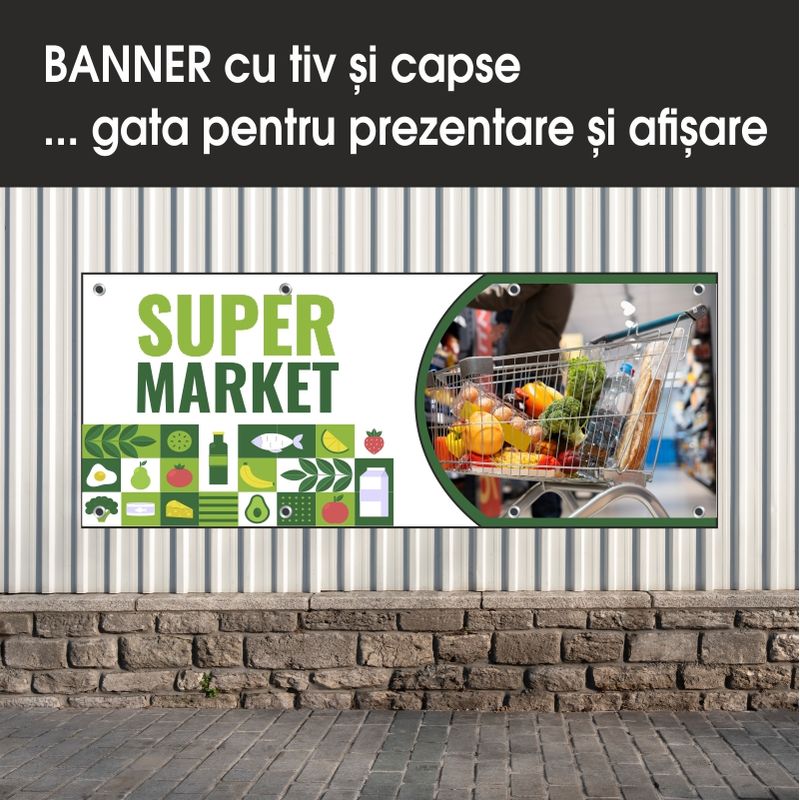 Carti si Birotica - Papetarie - Afise si stickere - Banner MEDIA, Super market model 1, 200 x 80 cm - Infinity.ro