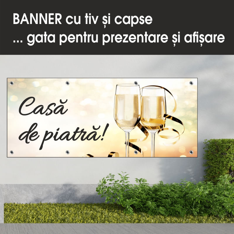 Carti si Birotica - Papetarie - Afise si stickere - Banner MEDIA, Casa de piatra model 2, 150 x 60 cm - Infinity.ro