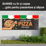 Carti si Birotica - Papetarie - Afise si stickere - Banner MEDIA, Pizzerie model 3, 150 x 60 cm - Infinity.ro