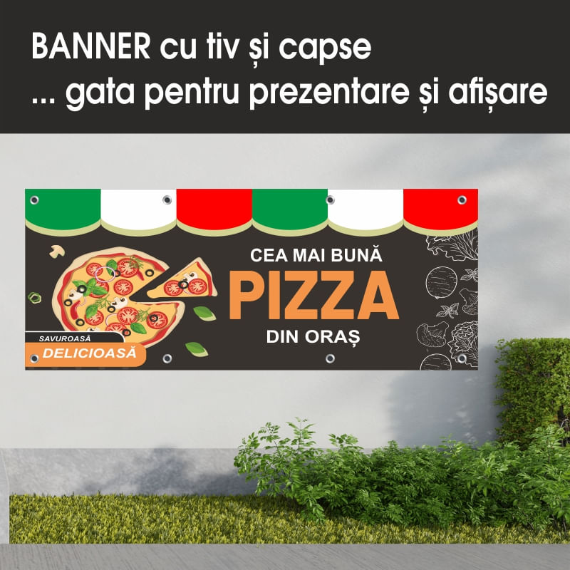 Carti si Birotica - Papetarie - Afise si stickere - Banner MEDIA, Pizzerie model 3, 150 x 60 cm - Infinity.ro