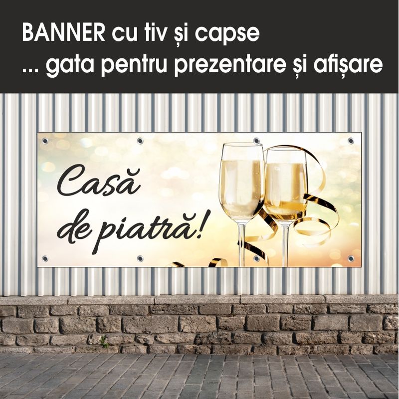 Carti si Birotica - Papetarie - Afise si stickere - Banner MEDIA, Casa de piatra model 2, 150 x 60 cm - Infinity.ro