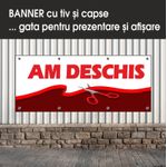 Carti si Birotica - Papetarie - Afise si stickere - Banner MEDIA, Am deschis model 1, 250 x 100 cm - Infinity.ro
