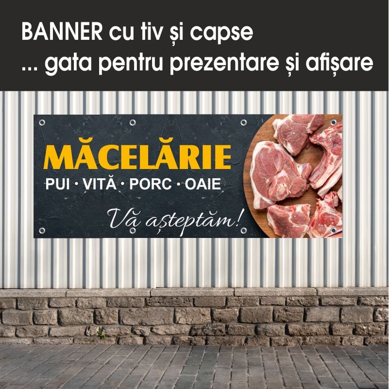 Carti si Birotica - Papetarie - Afise si stickere - Banner MEDIA, Macelarie model 2, 300 x 120 cm - Infinity.ro