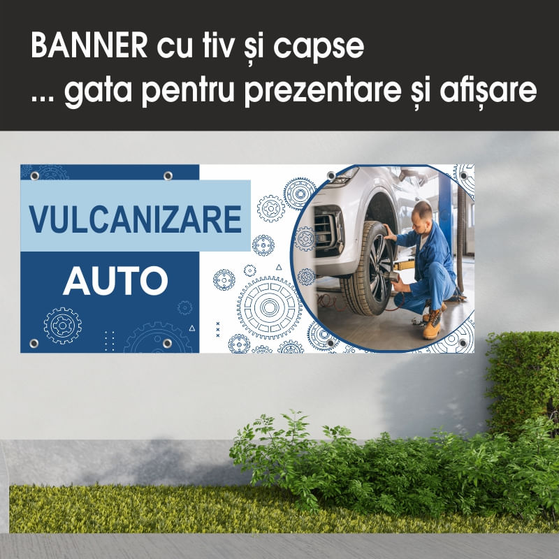 Carti si Birotica - Papetarie - Afise si stickere - Banner MEDIA, Vulcanizare auto model 2, 150 x 60 cm - Infinity.ro