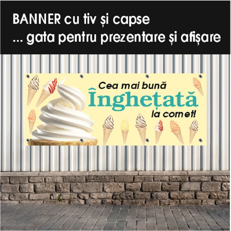 Carti si Birotica - Papetarie - Afise si stickere - Banner MEDIA, Inghetata model 2, 200 x 80 cm - Infinity.ro