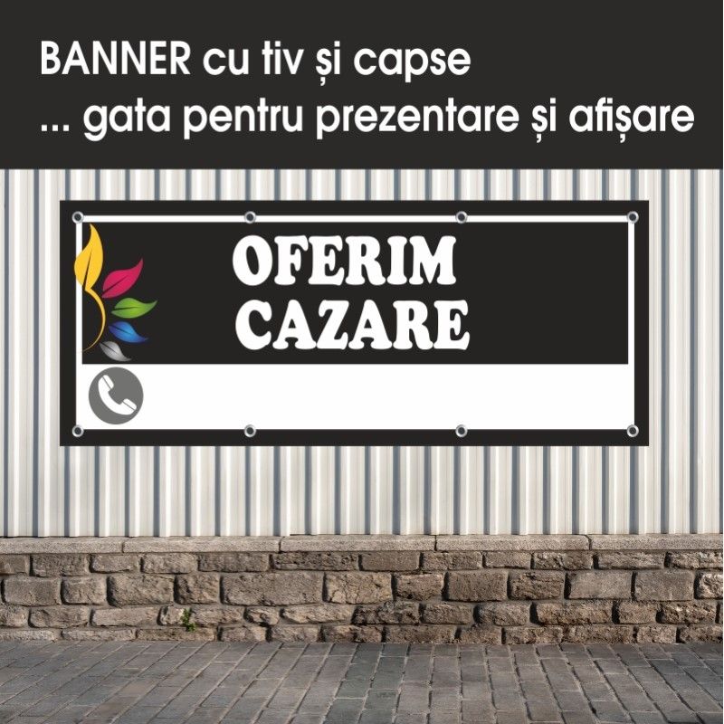 Carti si Birotica - Papetarie - Afise si stickere - Banner MEDIA, Oferim cazare model 1, 250 x 100 cm - Infinity.ro