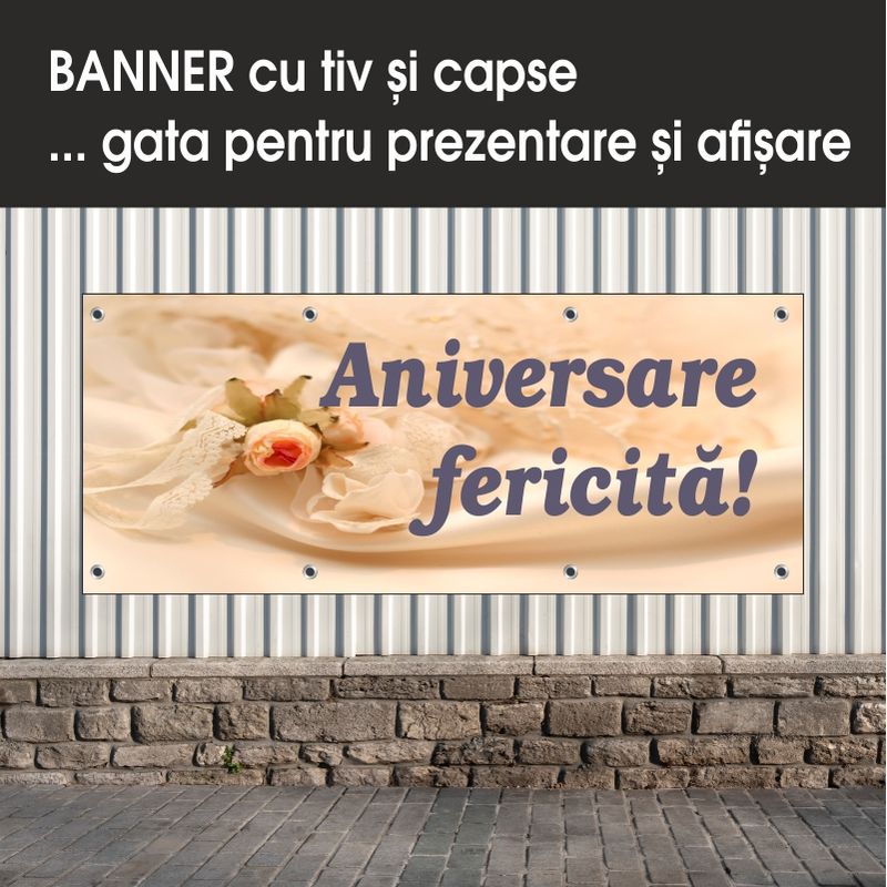 Carti si Birotica - Papetarie - Afise si stickere - Banner MEDIA, Aniversare fericita model 1, 150 x 60 cm - Infinity.ro