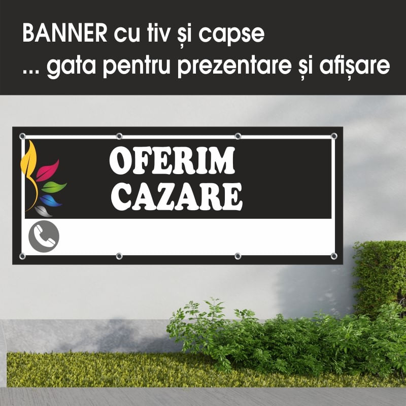 Carti si Birotica - Papetarie - Afise si stickere - Banner MEDIA, Oferim cazare model 1, 250 x 100 cm - Infinity.ro