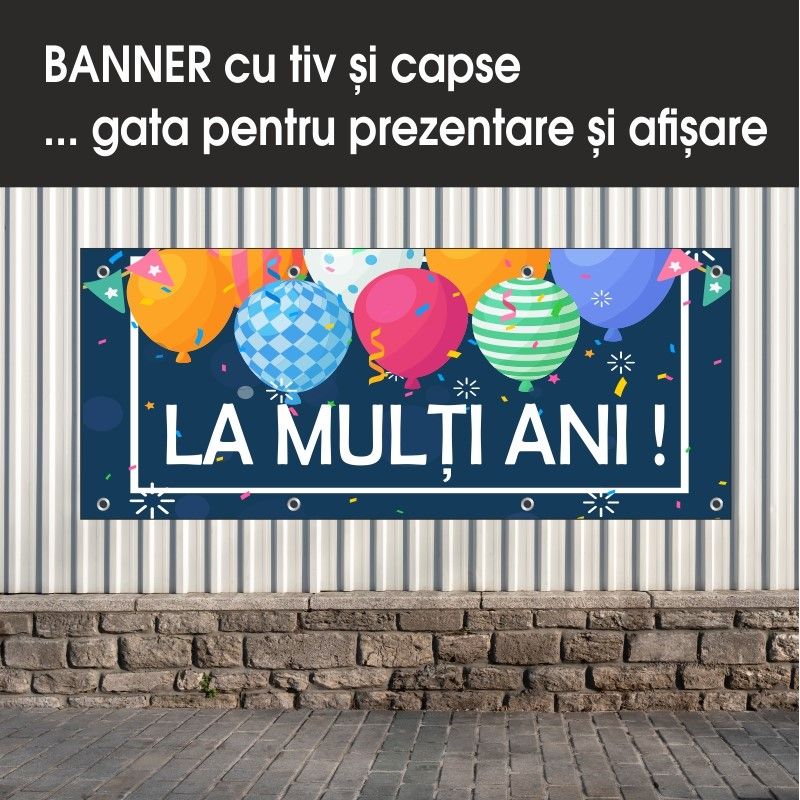 Carti si Birotica - Papetarie - Afise si stickere - Banner MEDIA, La multi ani model 1, 300 x 120 cm - Infinity.ro