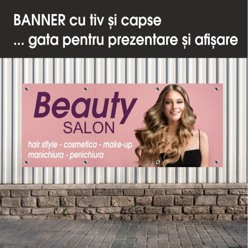 Carti si Birotica - Papetarie - Afise si stickere - Banner MEDIA, Beauty salon model 4, 300 x 120 cm - Infinity.ro