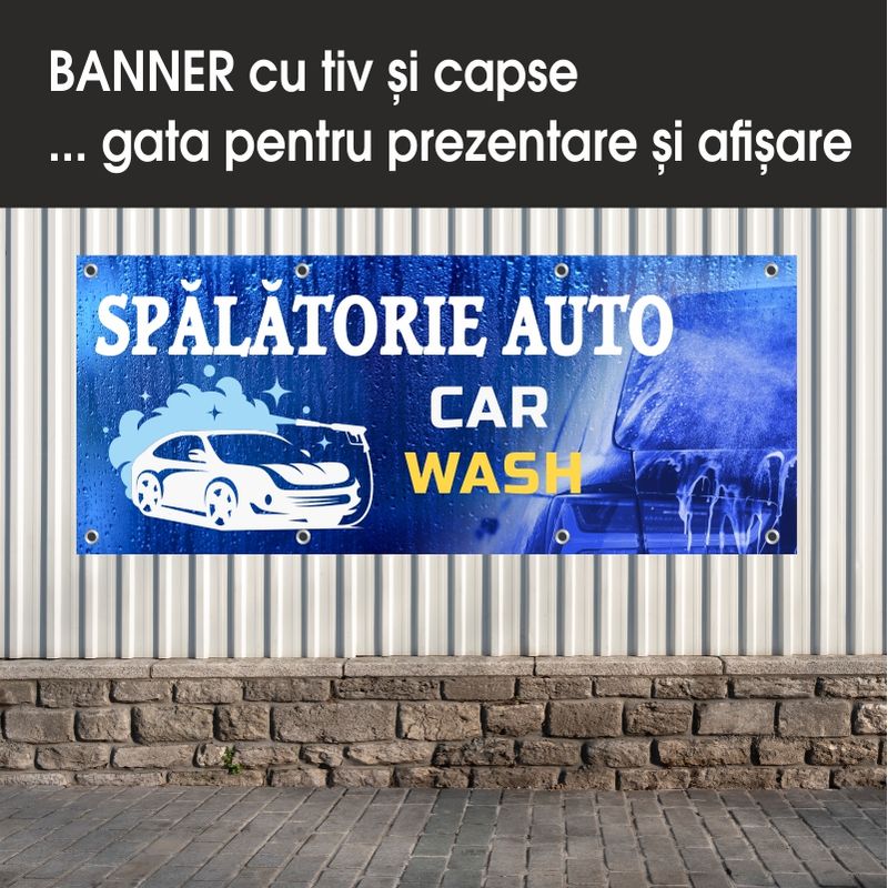 Carti si Birotica - Papetarie - Afise si stickere - Banner MEDIA, Spalatorie auto model 1, 300 x 120 cm - Infinity.ro