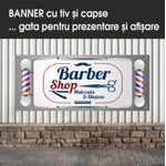 Carti si Birotica - Papetarie - Afise si stickere - Banner MEDIA, Barber shop model 3, 300 x 120 cm - Infinity.ro