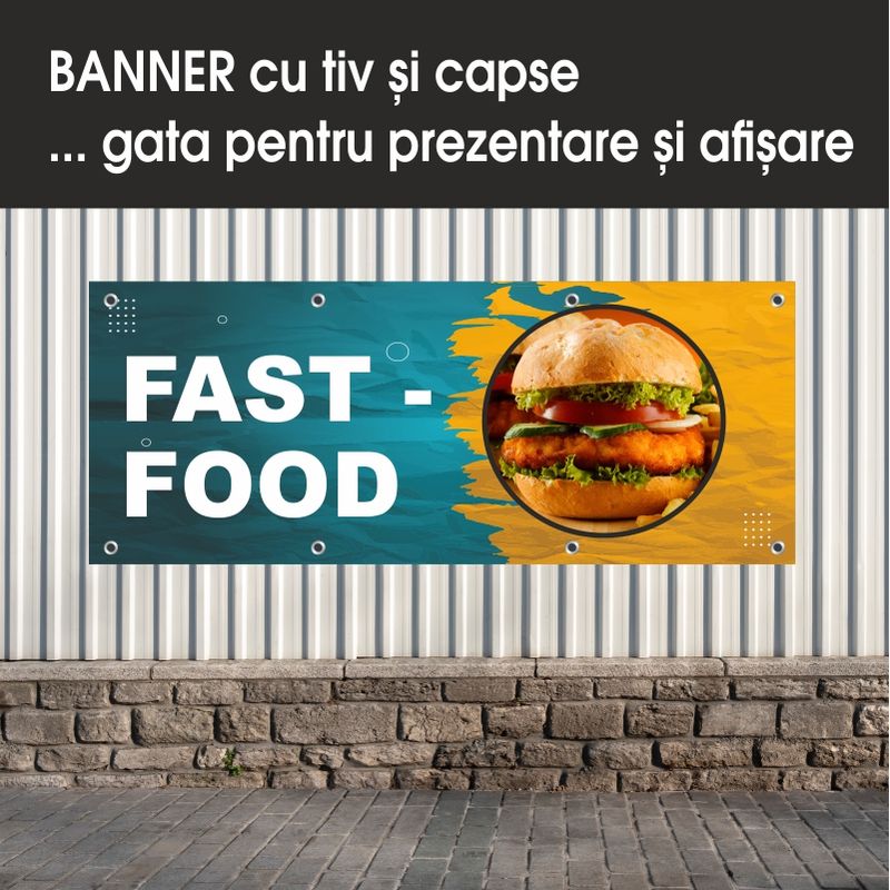 Carti si Birotica - Papetarie - Afise si stickere - Banner MEDIA, Fast food model 5, 150 x 60 cm - Infinity.ro