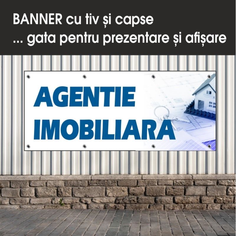 Carti si Birotica - Papetarie - Afise si stickere - Banner MEDIA, Agentie imobiliara model 1, 300 x 120 cm - Infinity.ro