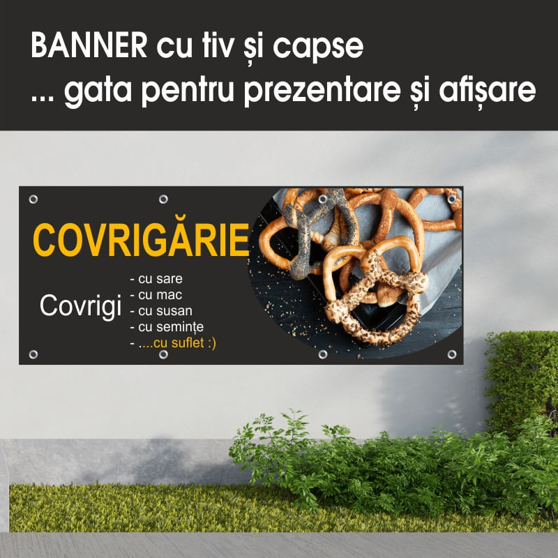 Carti si Birotica - Papetarie - Afise si stickere - Banner MEDIA, Covrigarie model 1, 250 x 100 cm - Infinity.ro