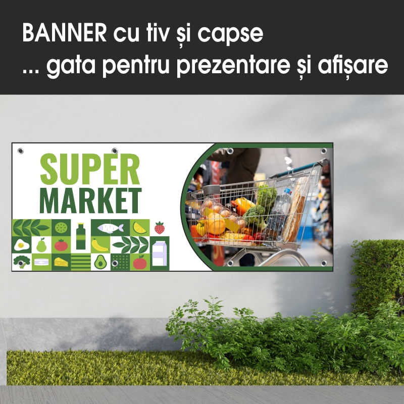 Carti si Birotica - Papetarie - Afise si stickere - Banner MEDIA, Super market model 1, 300 x 120 cm - Infinity.ro